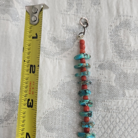 Turquoise and Coral Necklace - Picture 5 of 6
